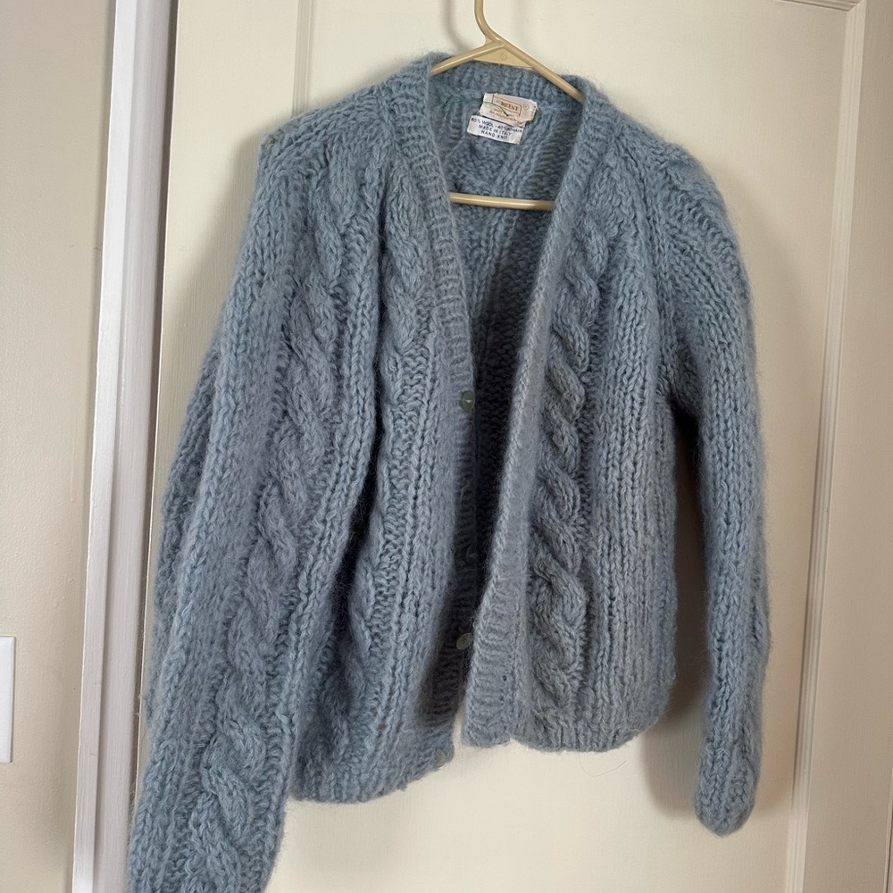 Blue DIY wool sweater